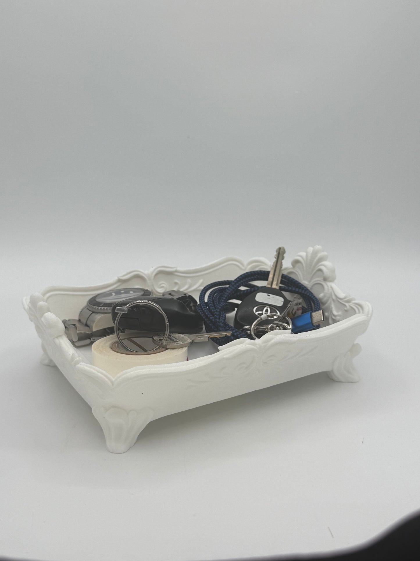 Elegant Versailles-Inspired 3D Printed Storage Tray – White