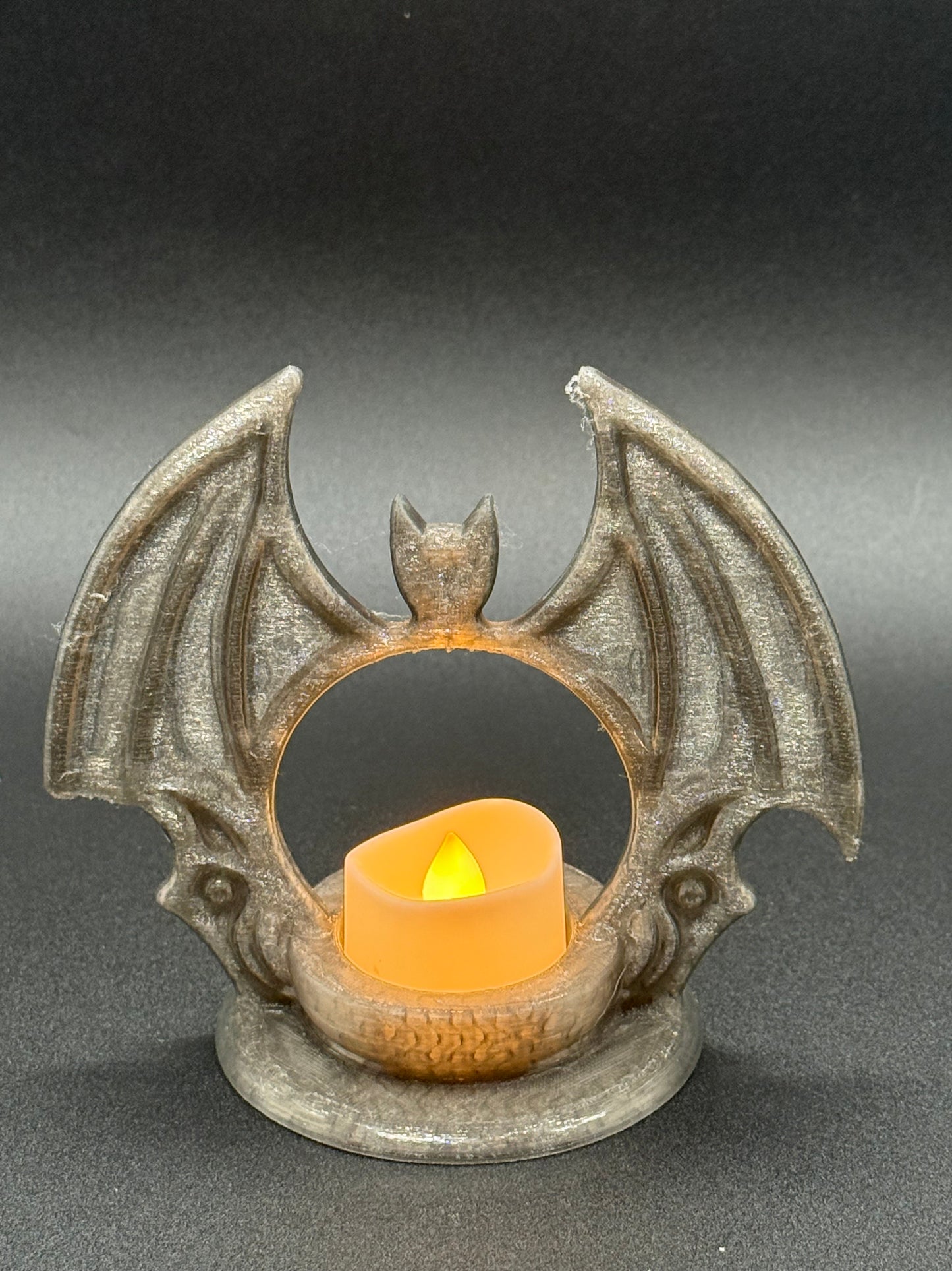 3D Printed Bat Wing Arch Tealight Cover – Flameless Gothic Halloween Candle Décor