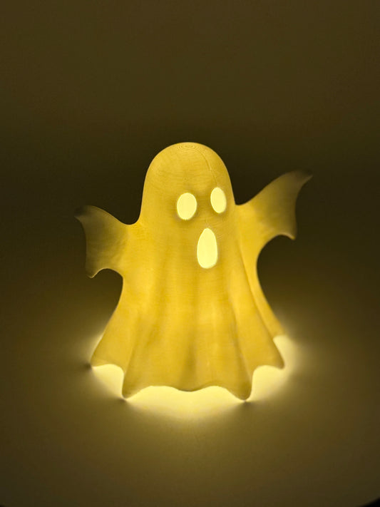 Set of 2 Spooky 3D Printed Ghost Tealight Holders – Battery-Operated Candle Decor (Flameless Only)
