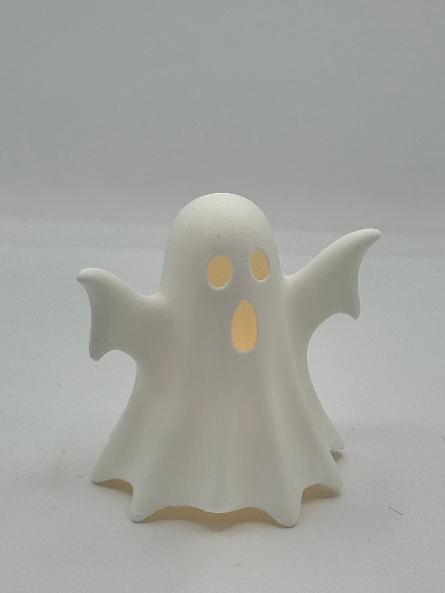Set of 2 Spooky 3D Printed Ghost Tealight Holders – Battery-Operated Candle Decor (Flameless Only)