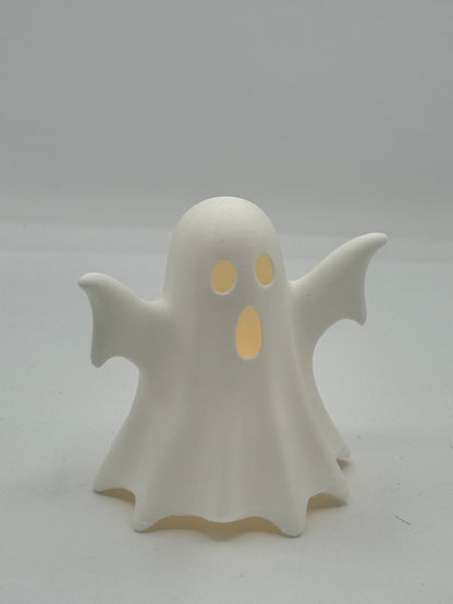 Set of 2 Spooky 3D Printed Ghost Tealight Holders – Battery-Operated Candle Decor (Flameless Only)