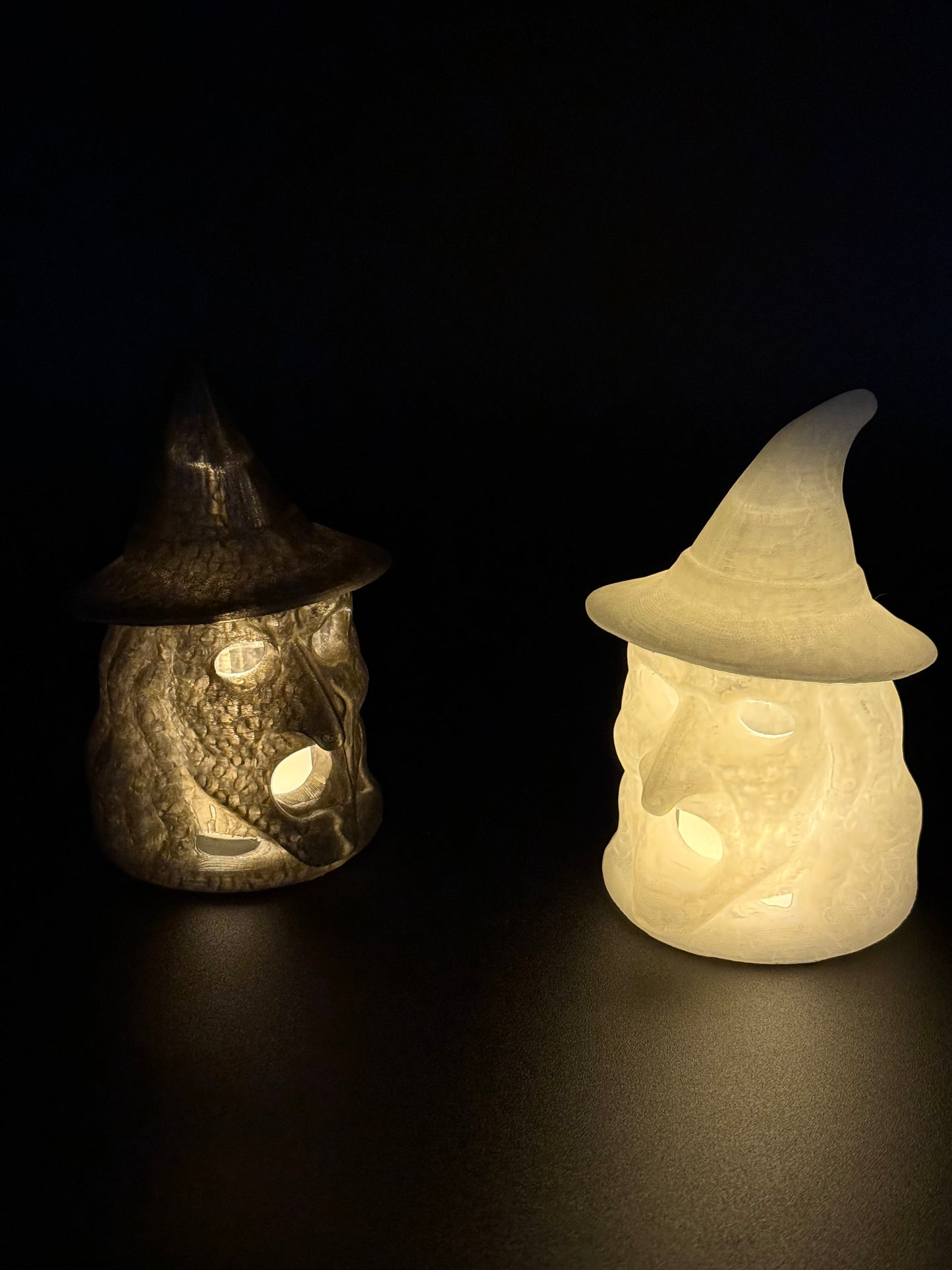 Set of 2 3D Printed Witch Head Tealight Covers – Flameless Halloween Candle Décor