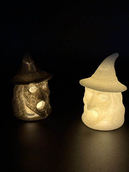 Set of 2 3D Printed Witch Head Tealight Covers – Flameless Halloween Candle Décor