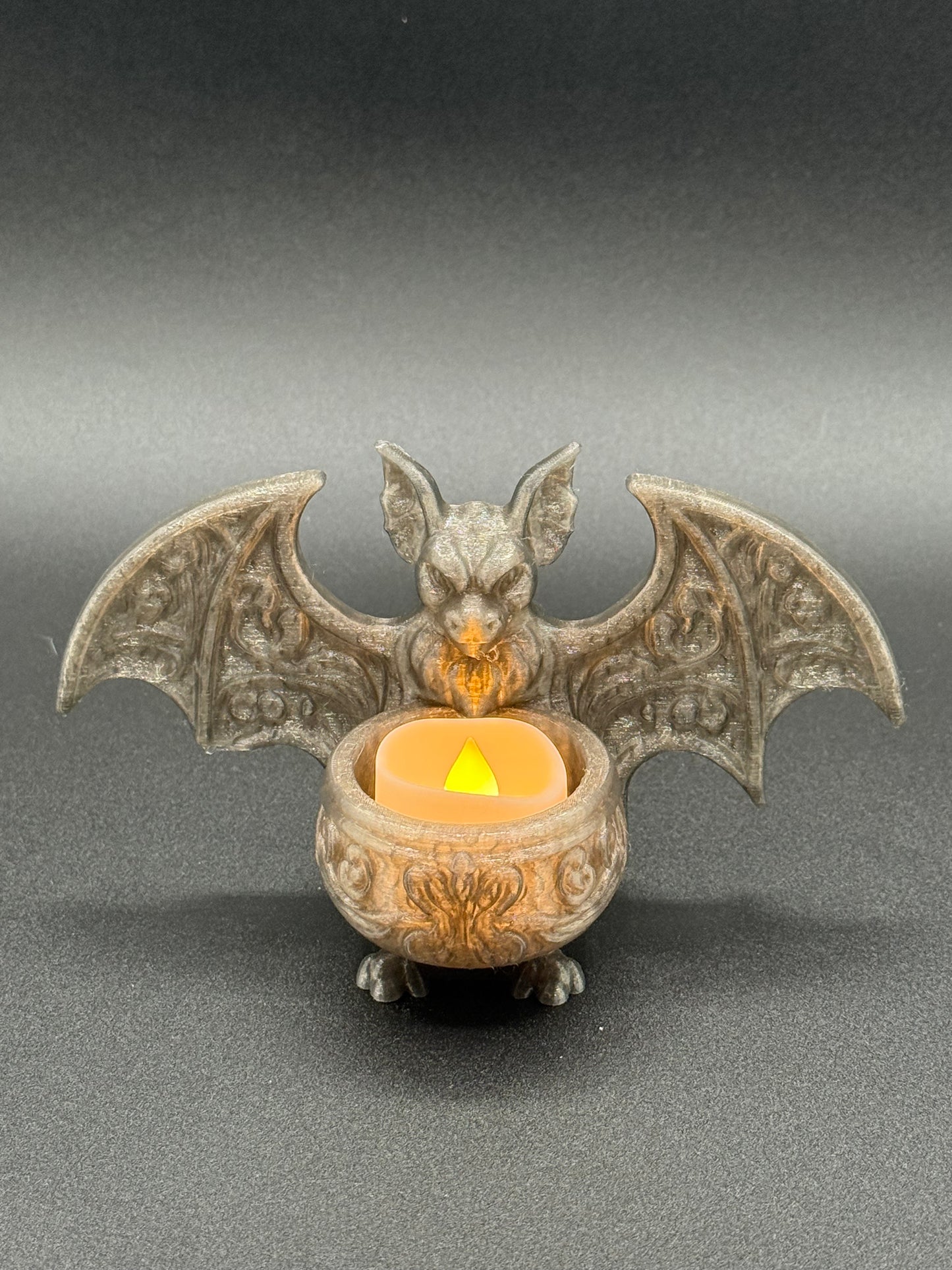 2 pk. 3D Printed Bat & Cauldron Tealight Cover – Flameless Halloween Candle Décor