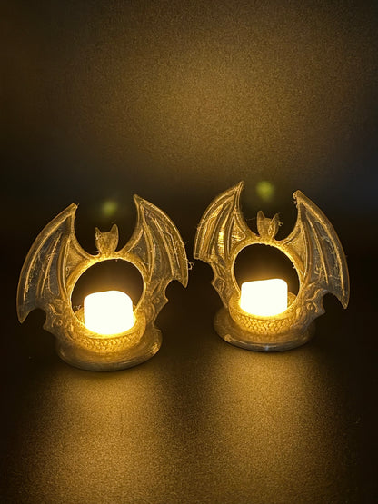 3D Printed Bat Wing Arch Tealight Cover – Flameless Gothic Halloween Candle Décor