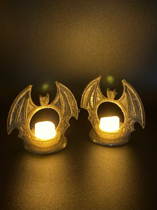 3D Printed Bat Wing Arch Tealight Cover – Flameless Gothic Halloween Candle Décor