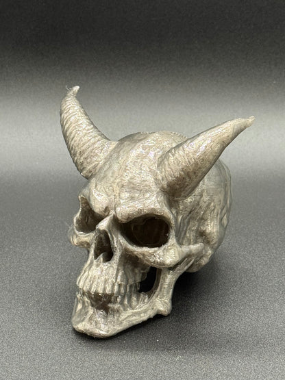 3D Printed Demon Skull with Horns Tealight Cover