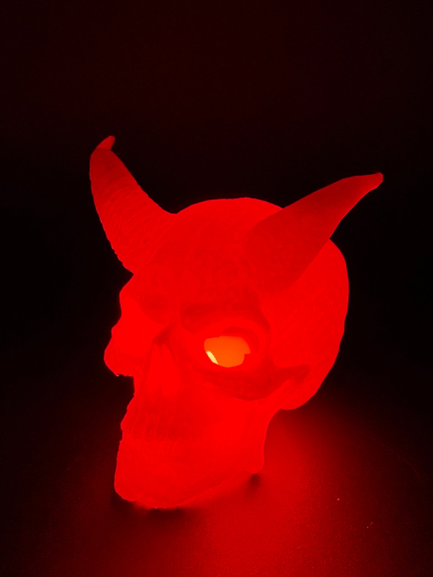 3D Printed Demon Skull with Horns Tealight Cover