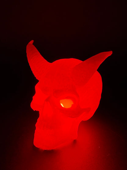 3D Printed Demon Skull with Horns Tealight Cover