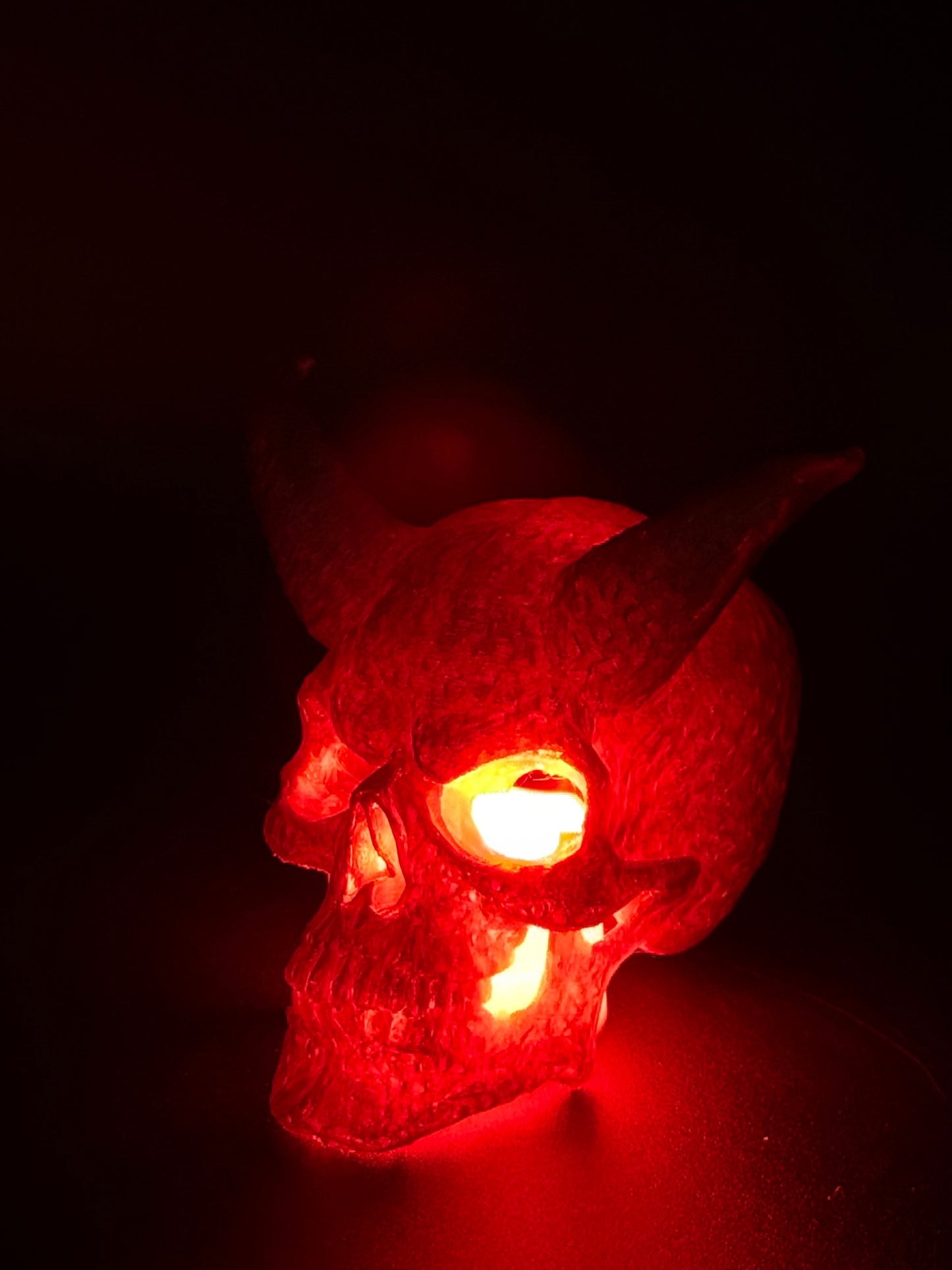 3D Printed Demon Skull with Horns Tealight Cover