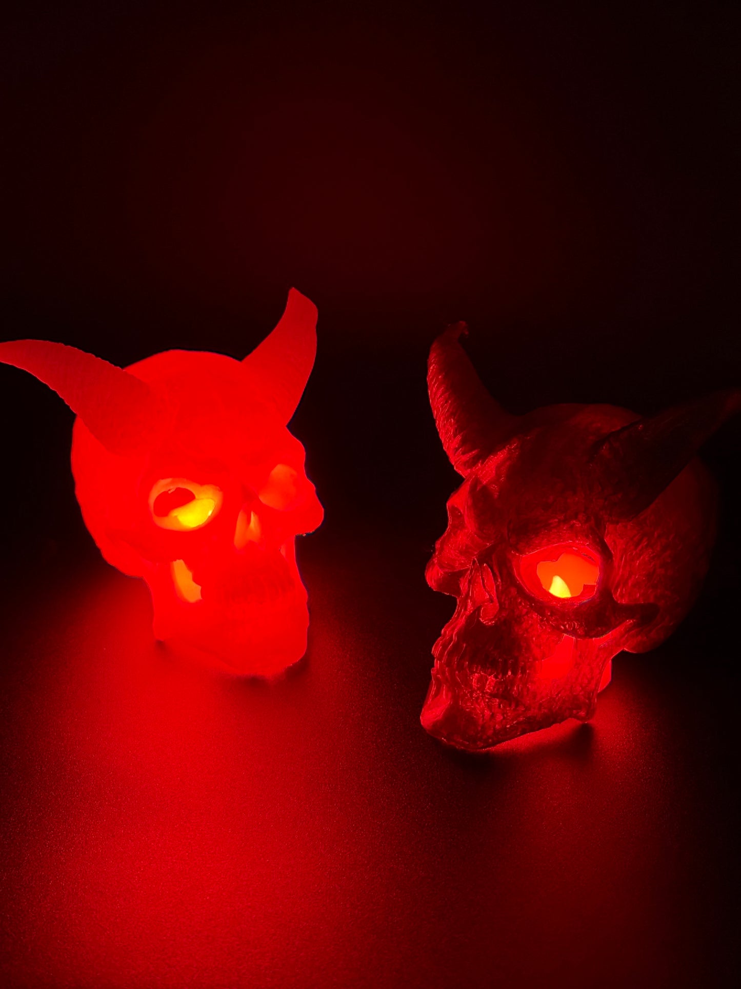3D Printed Demon Skull with Horns Tealight Cover