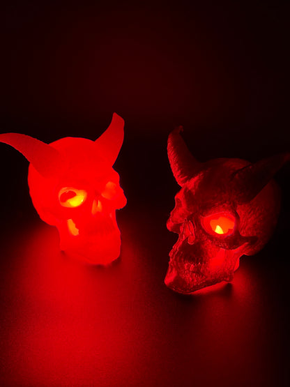 3D Printed Demon Skull with Horns Tealight Cover