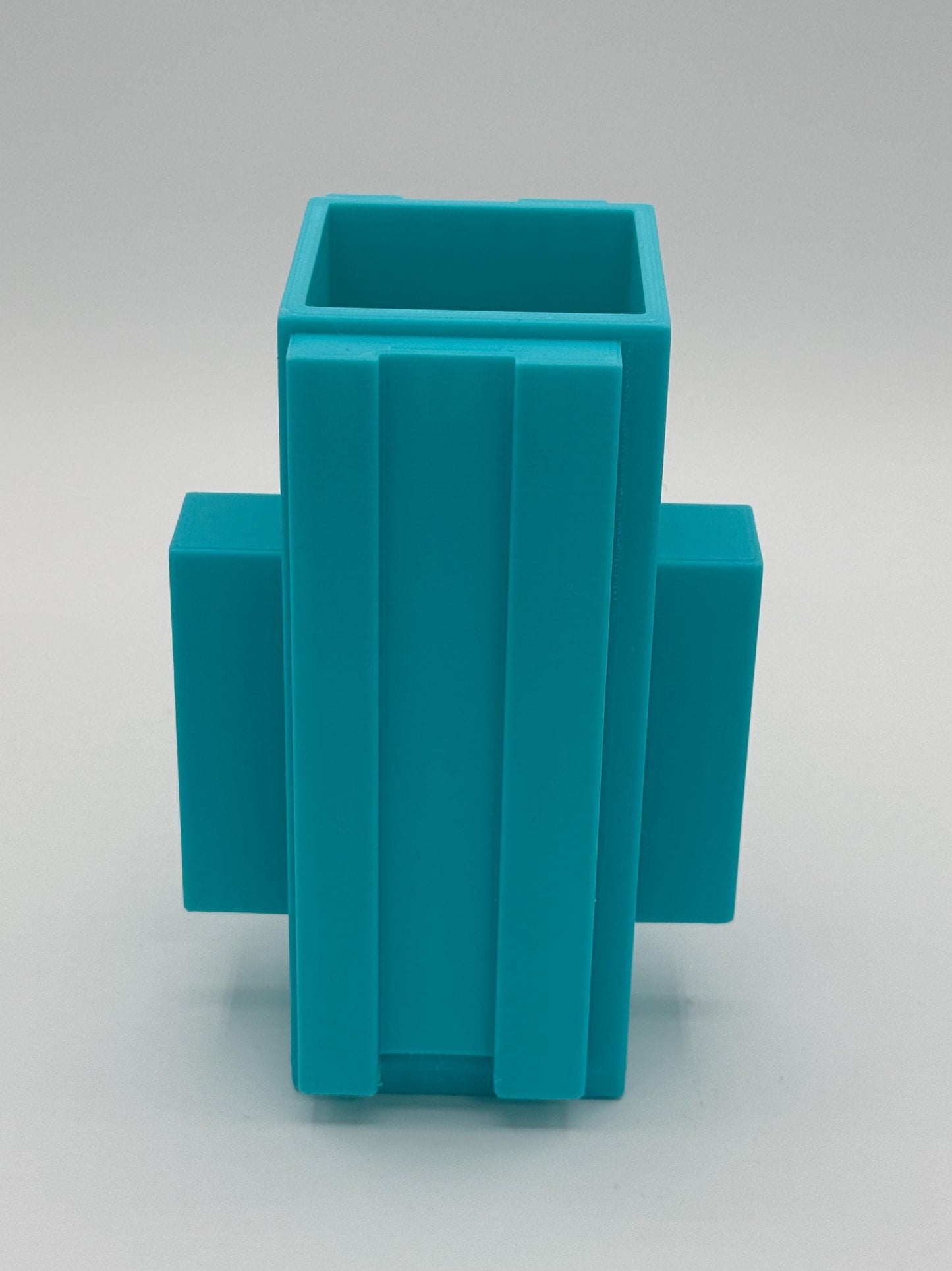 Modern cube vase, simplified block vase, unique cubism design, subtle brutalist themes, 6"H x 4"W