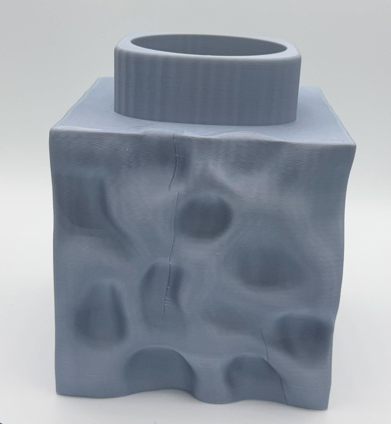 Modern cube vase, erosion pattern, large cubical vase, unique and modern design