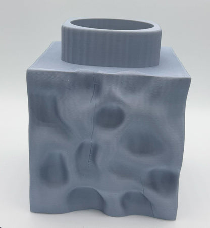 Modern cube vase, erosion pattern, large cubical vase, unique and modern design