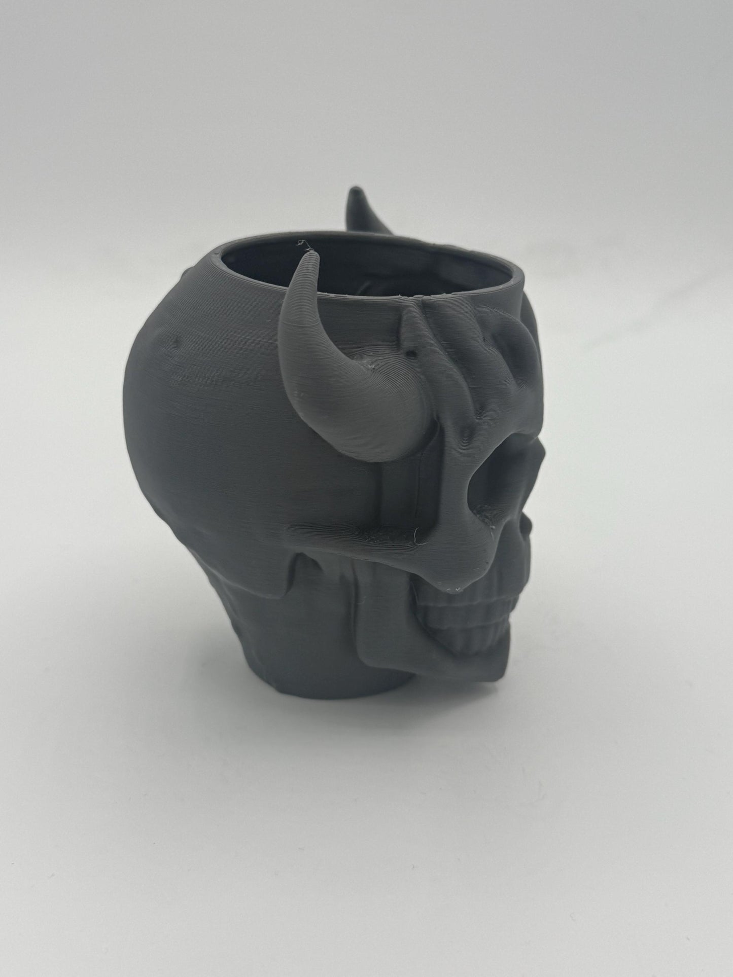 Skull with horns pen holder, unique design pen holder demon skull with horns design