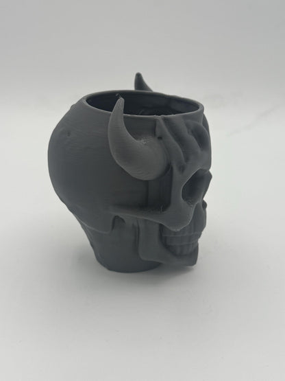 Skull with horns pen holder, unique design pen holder demon skull with horns design