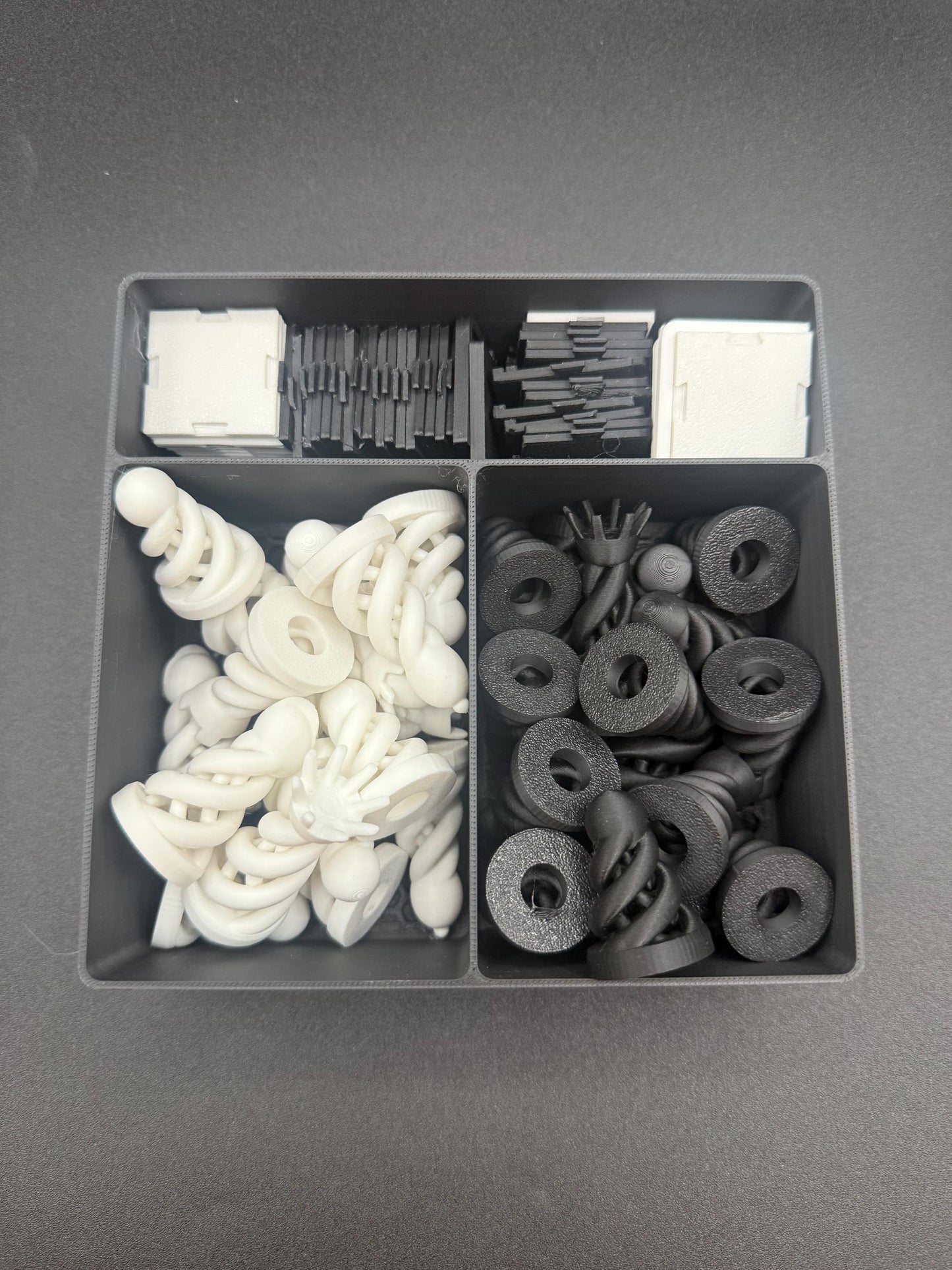 Spiral chess set, with collapsible board and case, 3D printed chess set with spiral pieces