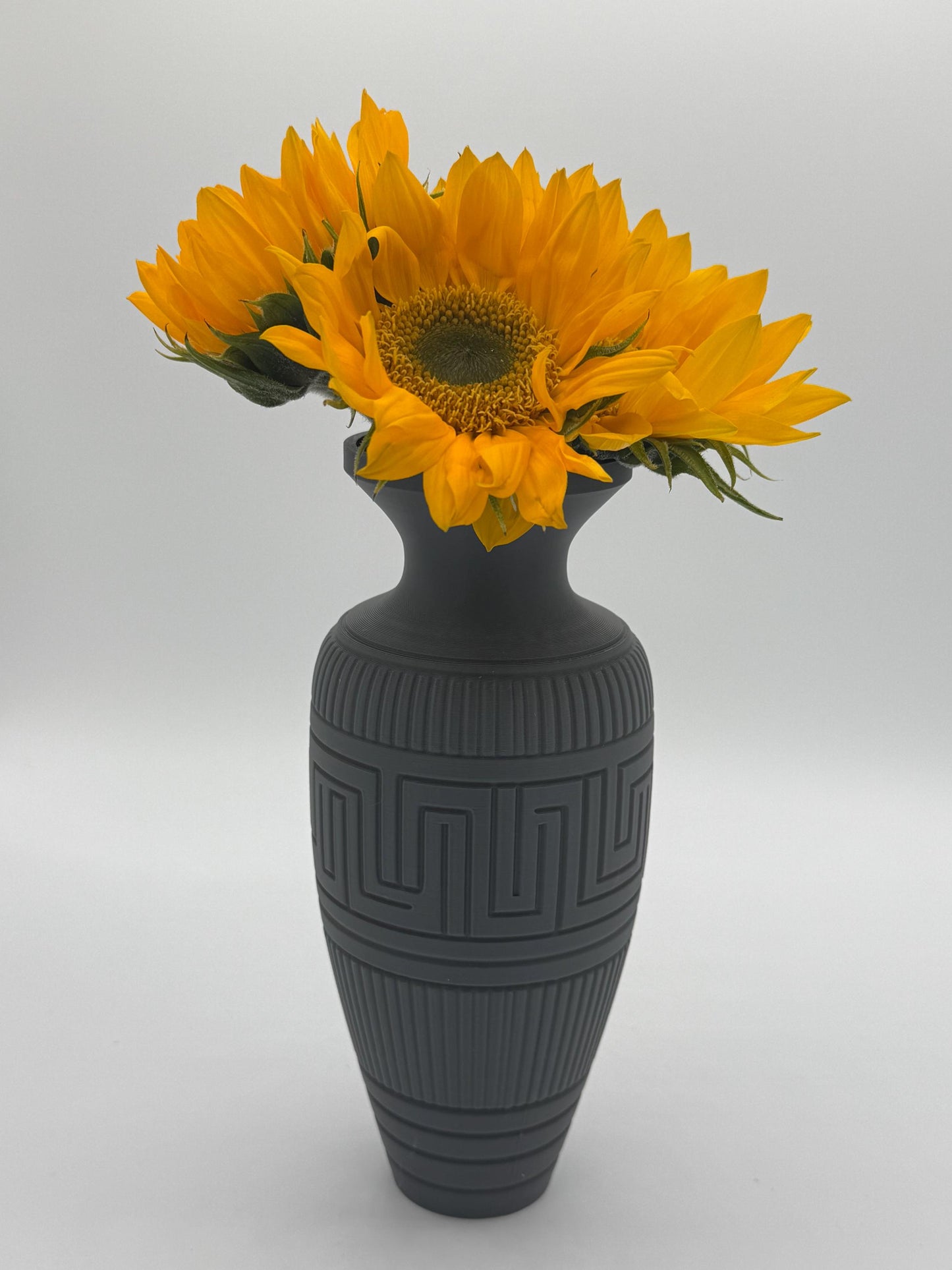 Greek key pattern vase 12"h, authentic Greek key pattern style, flower vase