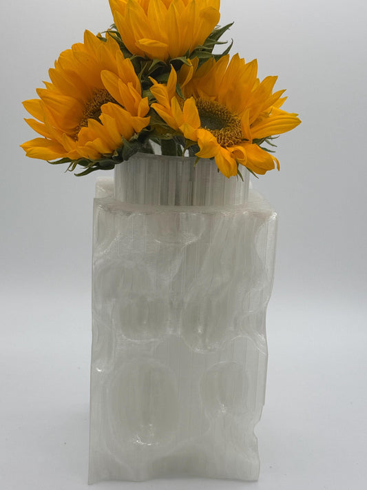 Modern cube vase, erosion pattern, unique design, unique modern vase