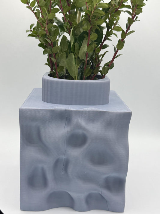 Modern cube vase, erosion pattern, large cubical vase, unique and modern design