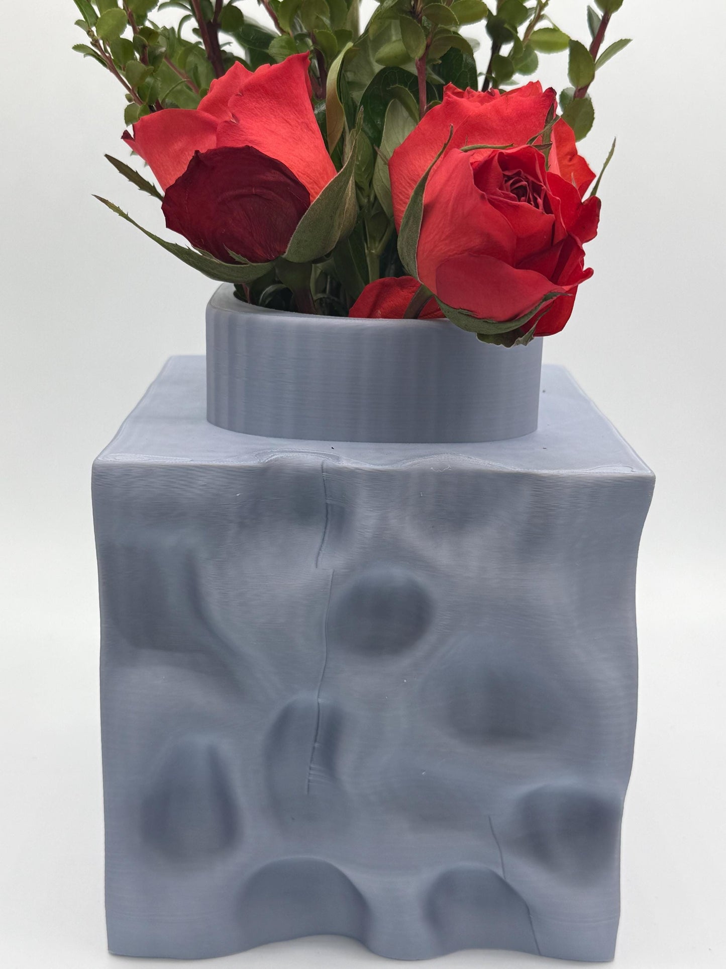 Modern cube vase, erosion pattern, large cubical vase, unique and modern design