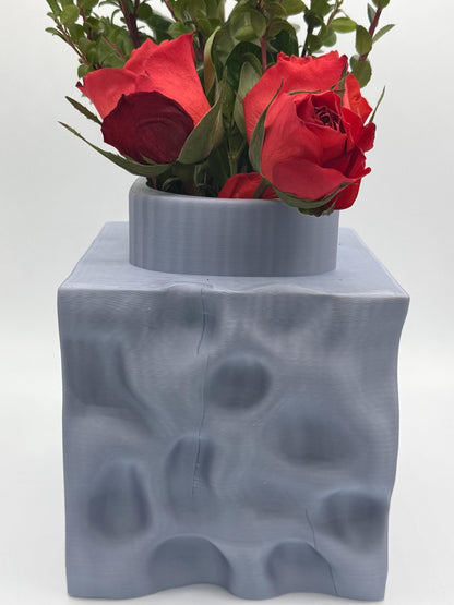 Modern cube vase, erosion pattern, large cubical vase, unique and modern design