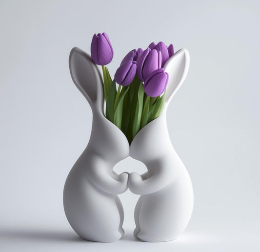 Rabbit Lovers 3D Printed Vase – Whimsical & Elegant Home Decor